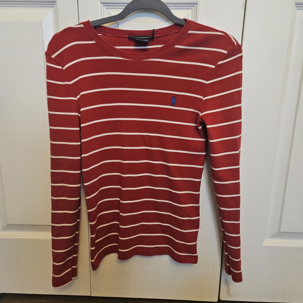 Ralph Lauren Red and White Striped Blouse